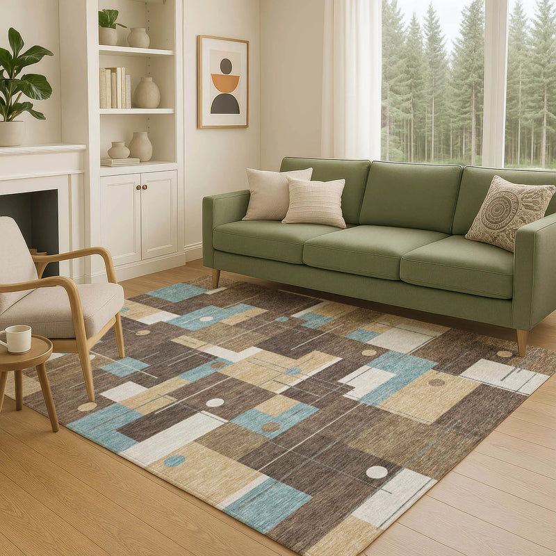 10' X 14' Brown And Pewter Geometric Washable Indoor Outdoor Area Rug Homeroots Outdoor