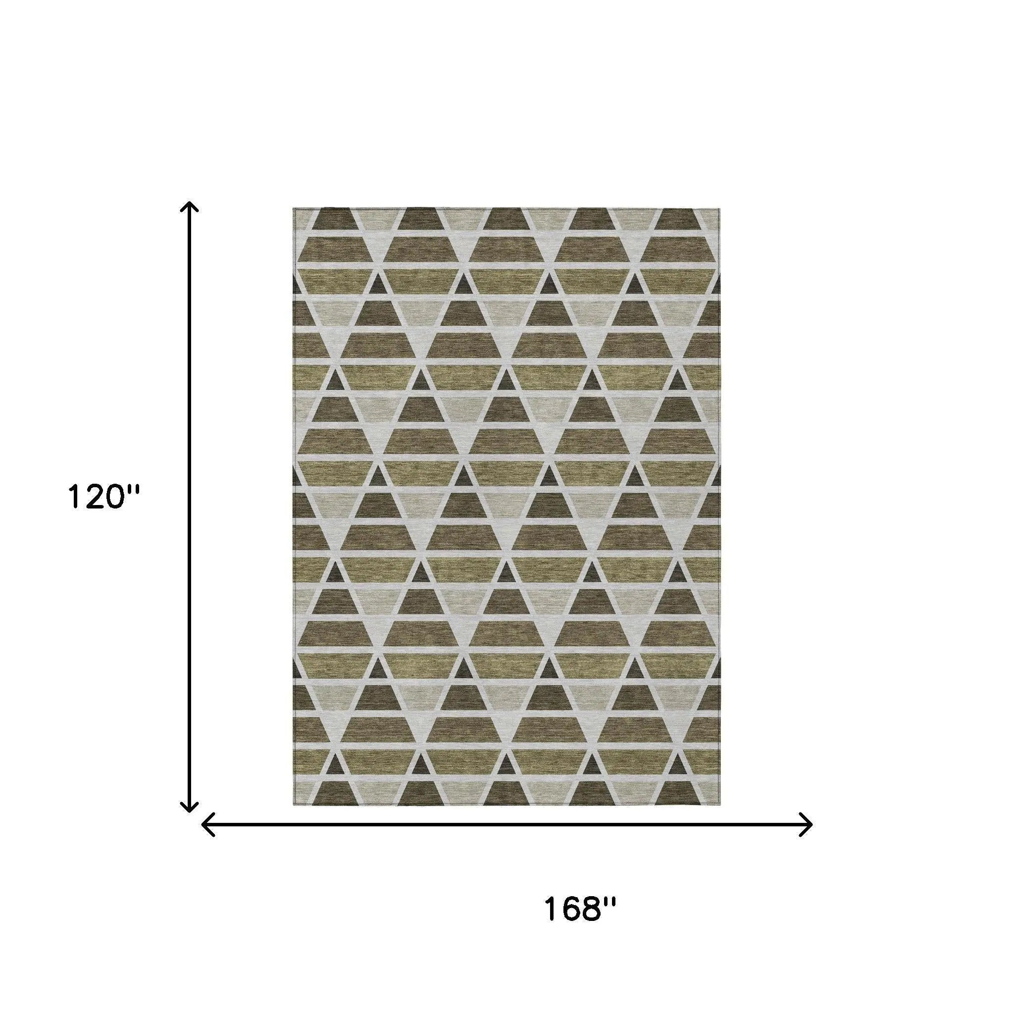 10' X 14' Brown And Pewter Geometric Washable Indoor Outdoor Area Rug Homeroots Outdoor