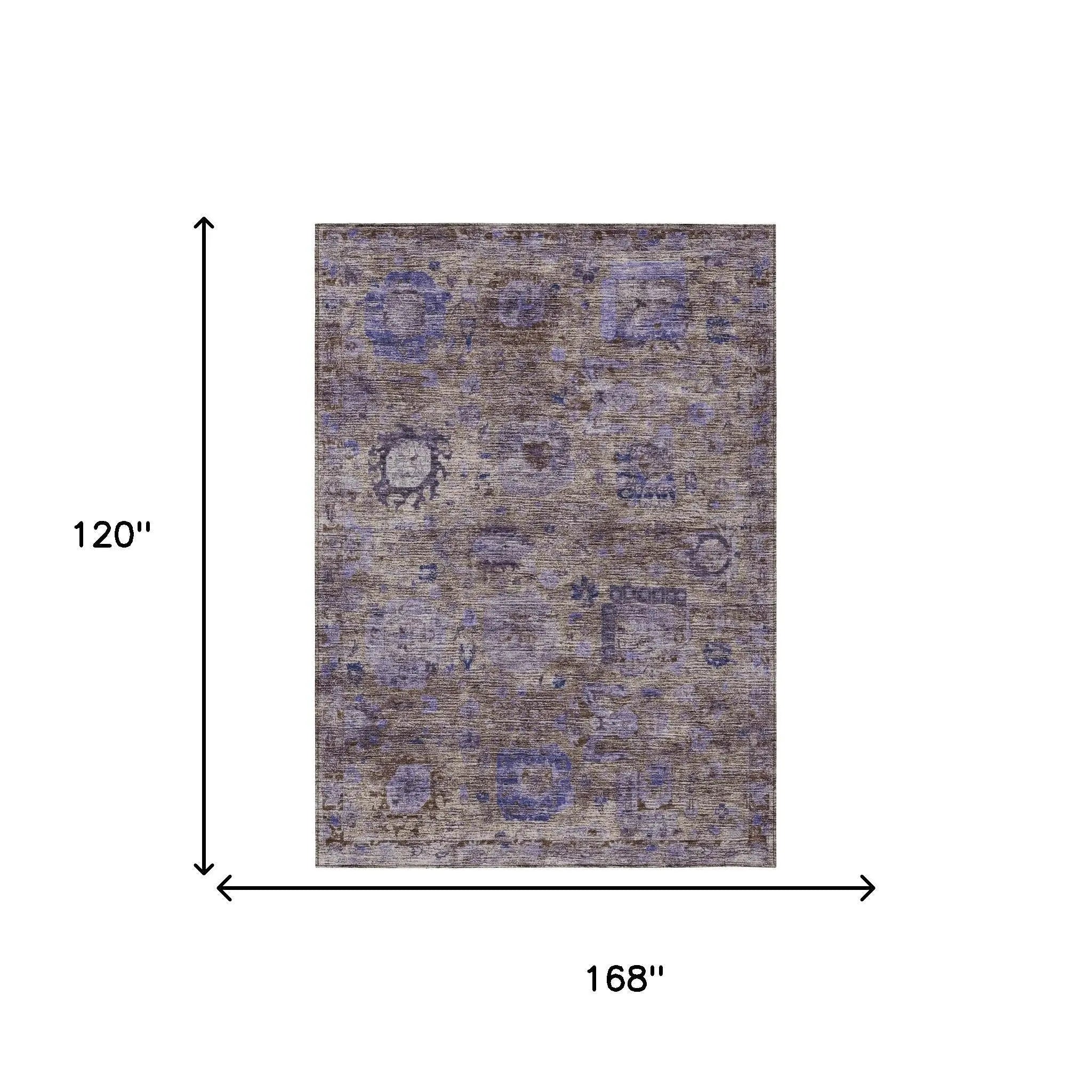 10' X 14' Brown And Plum Abstract Washable Indoor Outdoor Area Rug Homeroots Outdoor