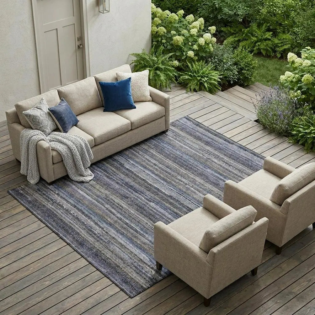 10' X 14' Brown And Plum Striped Washable Indoor Outdoor Area Rug Homeroots Outdoor