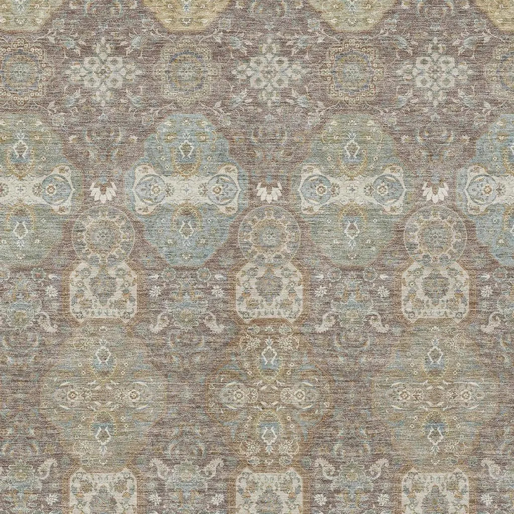 10' X 14' Brown And Sage Floral Washable Indoor Outdoor Area Rug Homeroots Outdoor