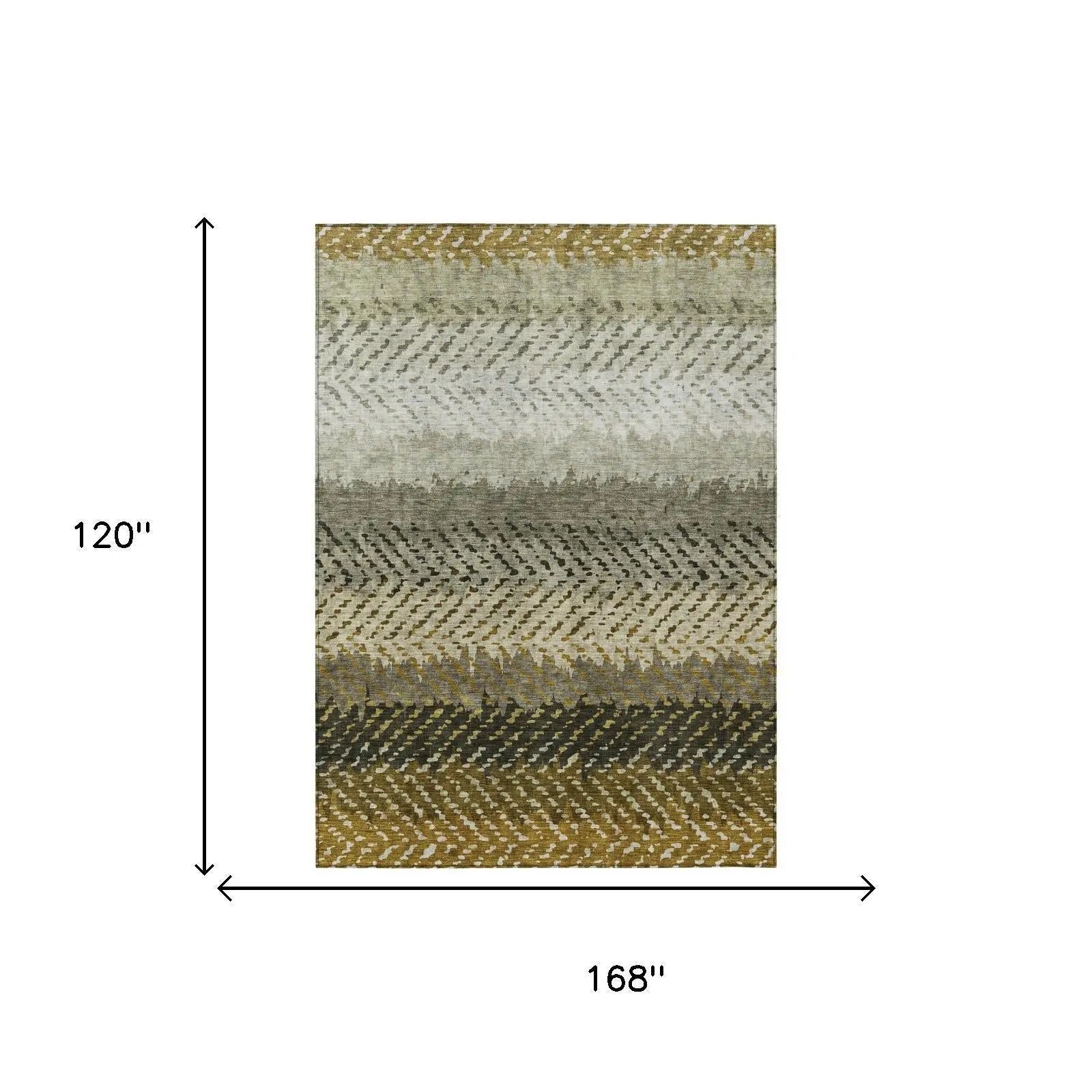 10' X 14' Brown And Sage Striped Washable Indoor Outdoor Area Rug Homeroots Outdoor