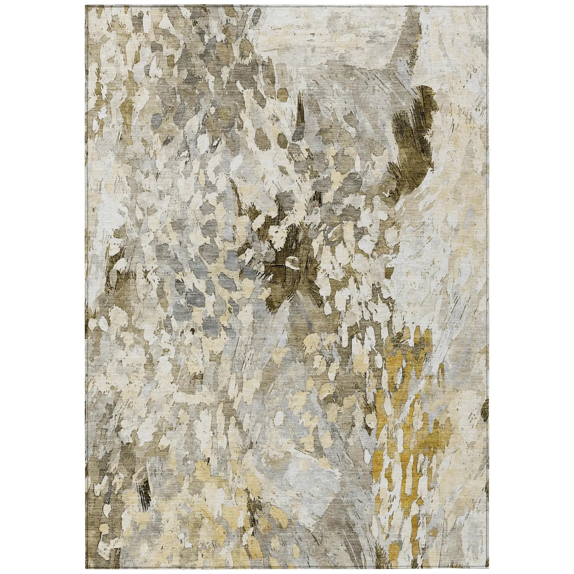 10' X 14' Brown And Silver Abstract Washable Indoor Outdoor Area Rug Homeroots Outdoor