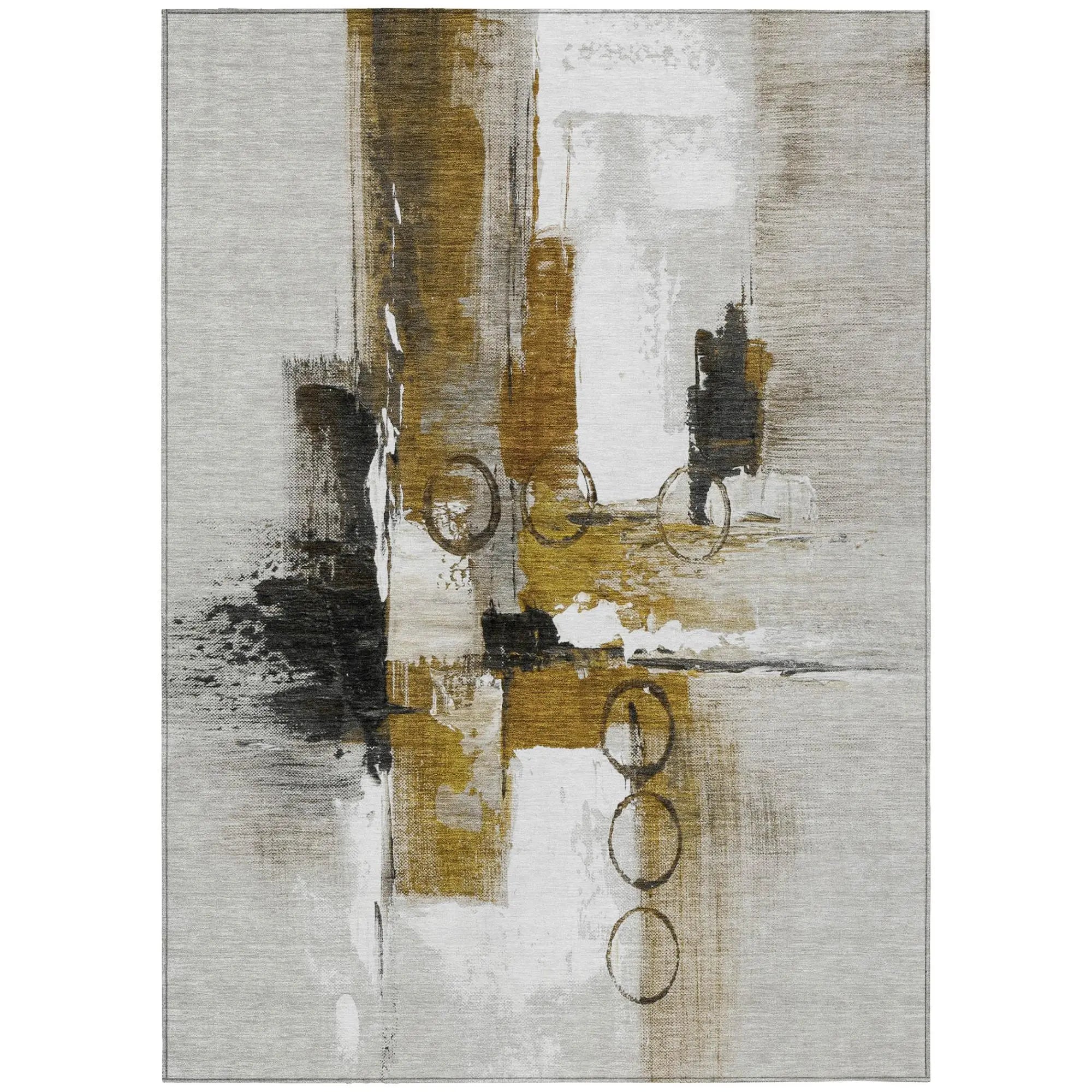 10' X 14' Brown And Silver Abstract Washable Indoor Outdoor Area Rug Homeroots Outdoor