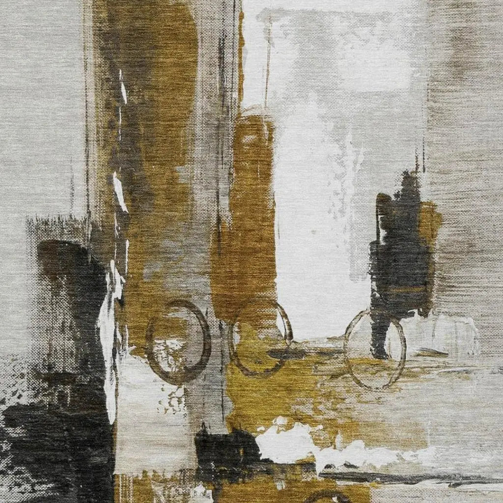10' X 14' Brown And Silver Abstract Washable Indoor Outdoor Area Rug Homeroots Outdoor