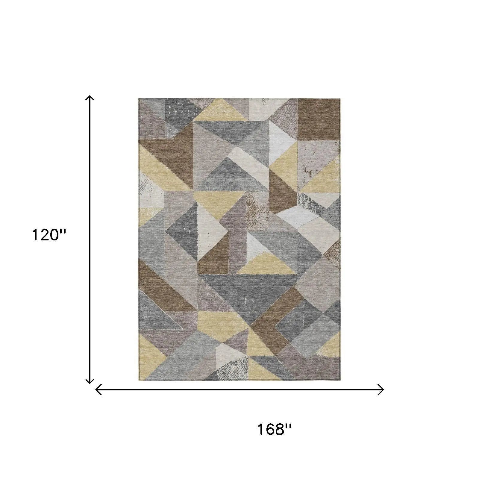 10' X 14' Brown And Silver Geometric Washable Indoor Outdoor Area Rug Homeroots Outdoor
