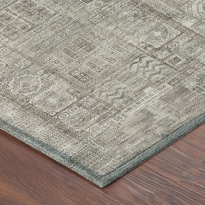 10' X 14' Brown And Silver Oriental Washable Indoor Outdoor Area Rug Homeroots Outdoor