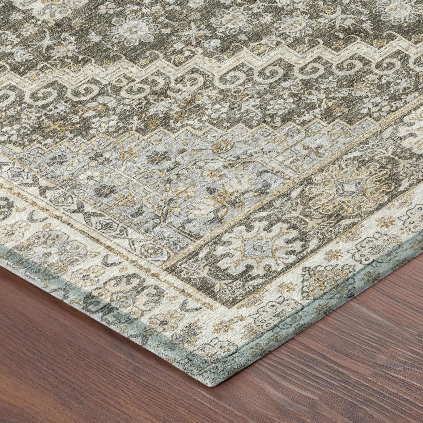 10' X 14' Brown And Silver Oriental Washable Indoor Outdoor Area Rug Homeroots Outdoor