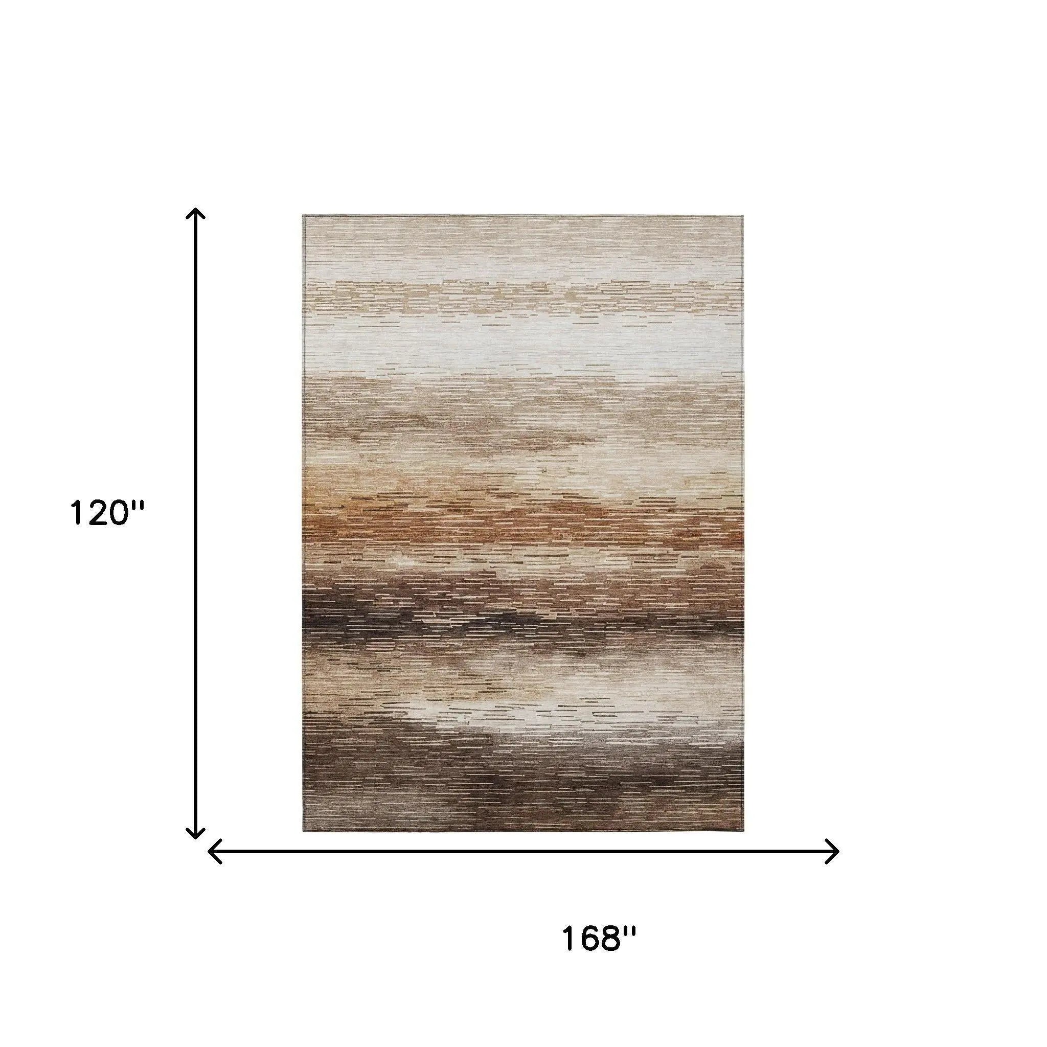 10' X 14' Brown And Silver Striped Washable Indoor Outdoor Area Rug Homeroots Outdoor