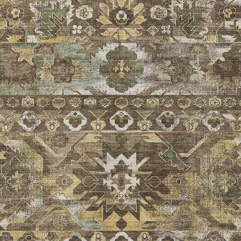 10' X 14' Brown And Taupe Cactus Washable Indoor Outdoor Area Rug Homeroots Outdoor