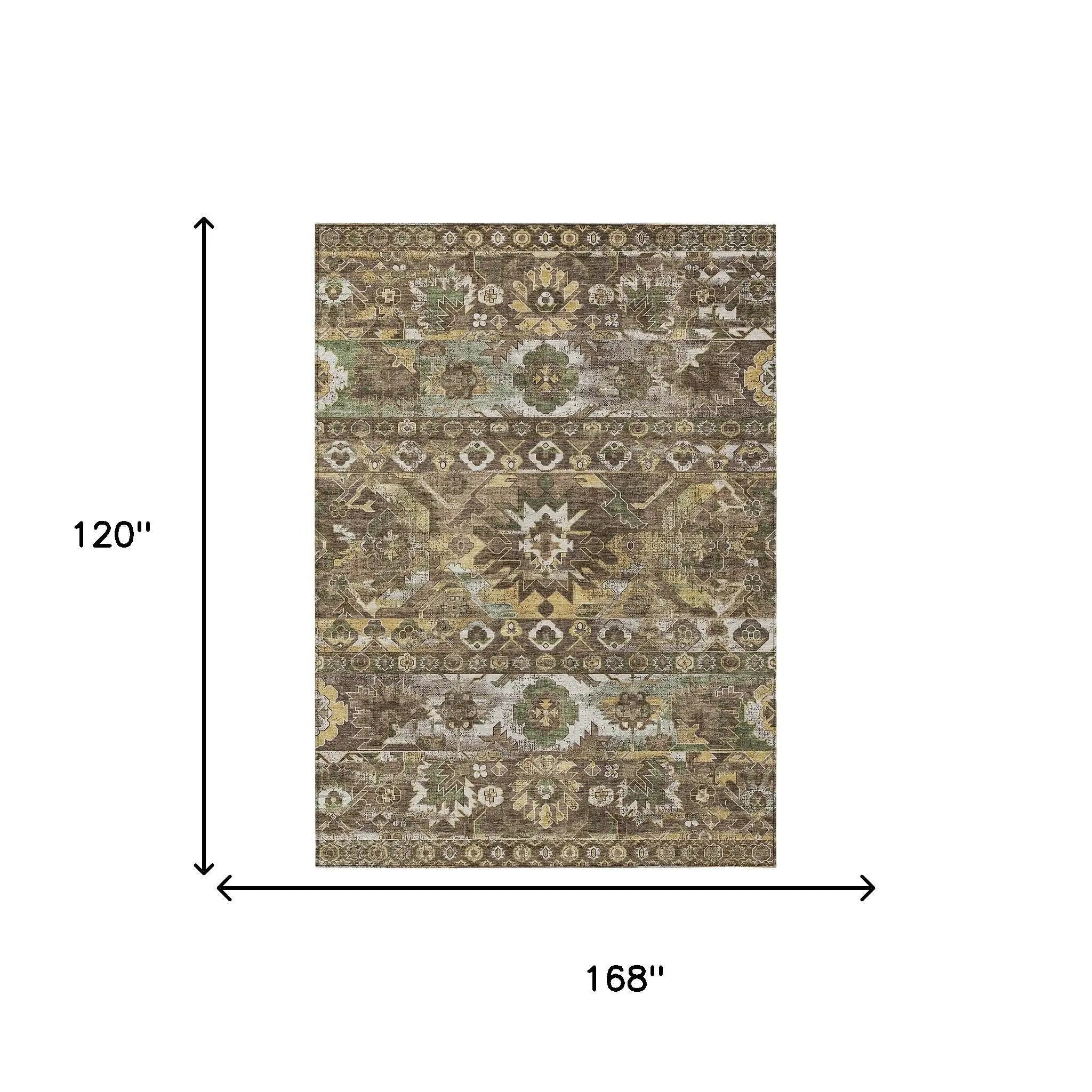10' X 14' Brown And Taupe Cactus Washable Indoor Outdoor Area Rug Homeroots Outdoor