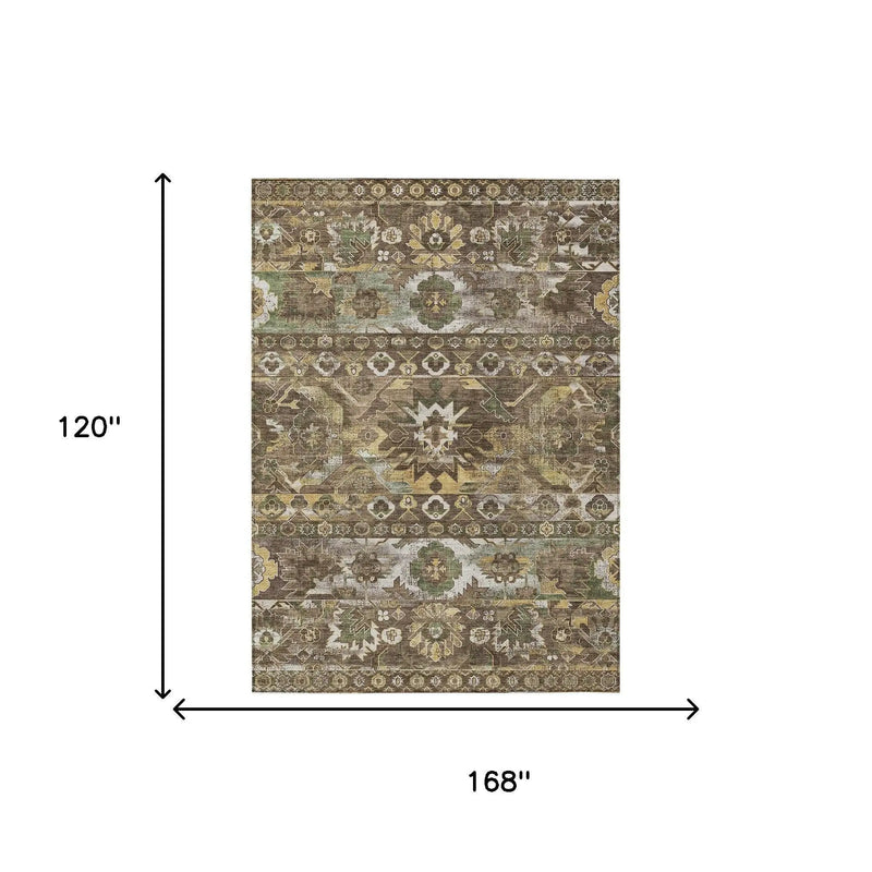 10' X 14' Brown And Taupe Cactus Washable Indoor Outdoor Area Rug Homeroots Outdoor