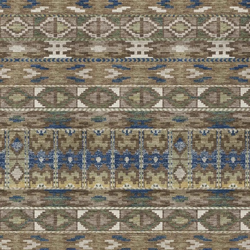10' X 14' Brown And Taupe Geometric Washable Indoor Outdoor Area Rug Homeroots Outdoor
