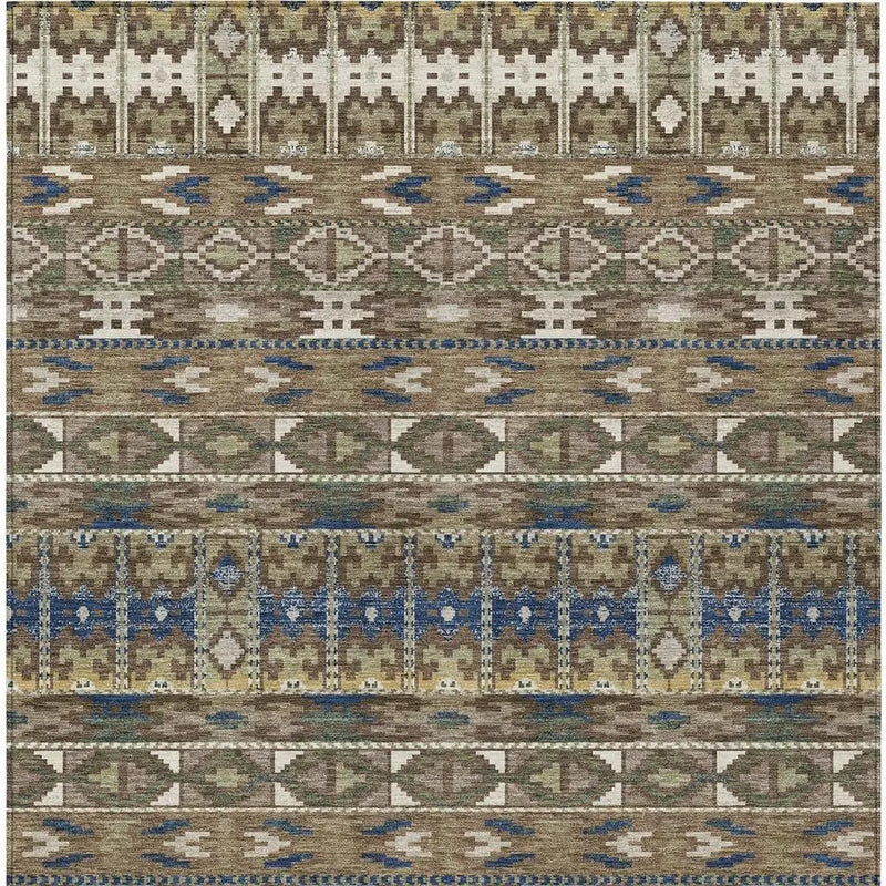 10' X 14' Brown And Taupe Geometric Washable Indoor Outdoor Area Rug Homeroots Outdoor