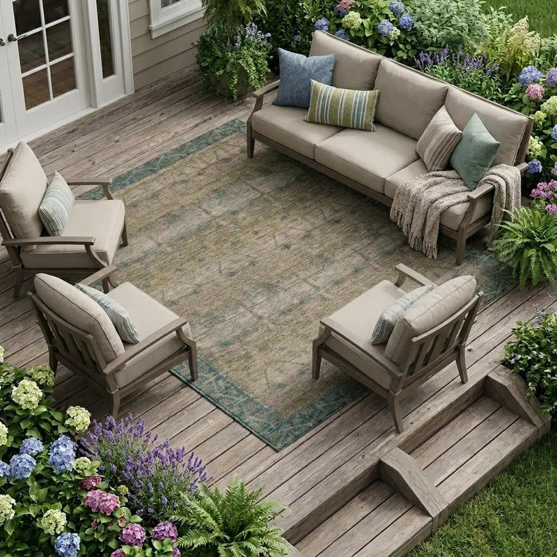 10' X 14' Brown And Taupe Tribal Washable Indoor Outdoor Area Rug Homeroots Outdoor