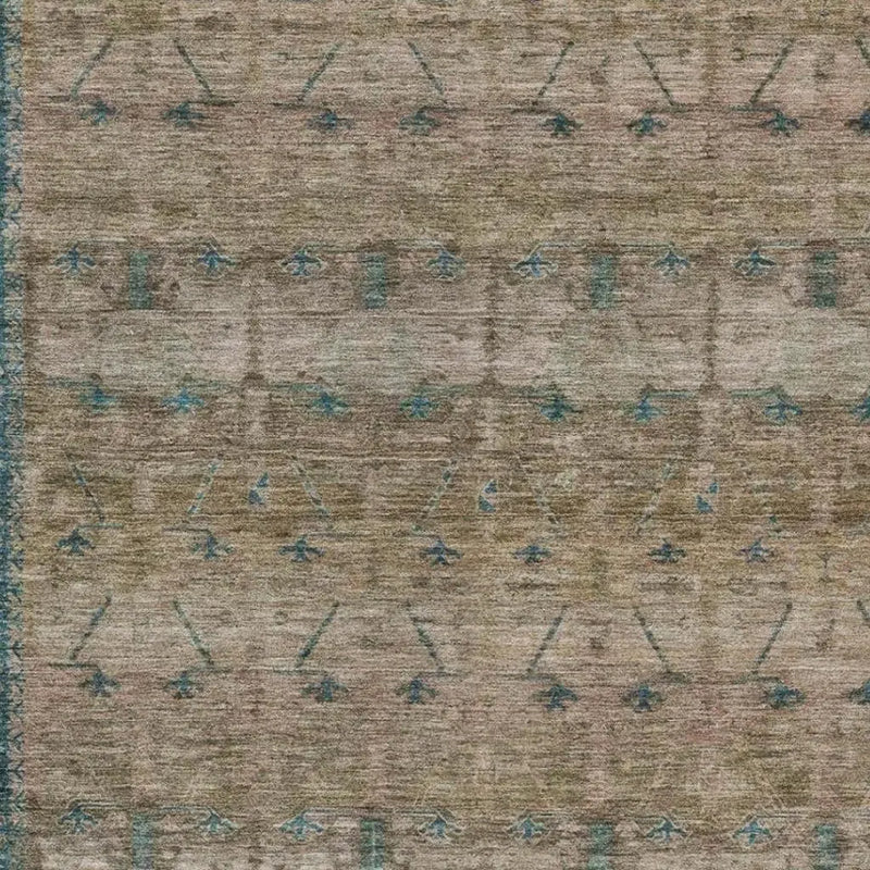 10' X 14' Brown And Taupe Tribal Washable Indoor Outdoor Area Rug Homeroots Outdoor