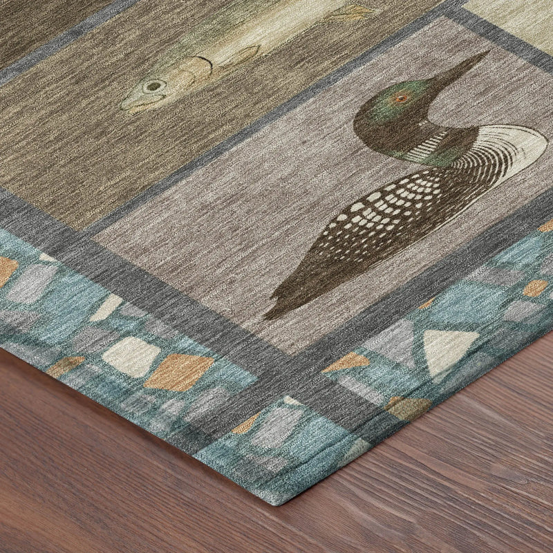 10' X 14' Brown And Teal Blue Floral Medallion Washable Indoor Outdoor Area Rug Homeroots Outdoor