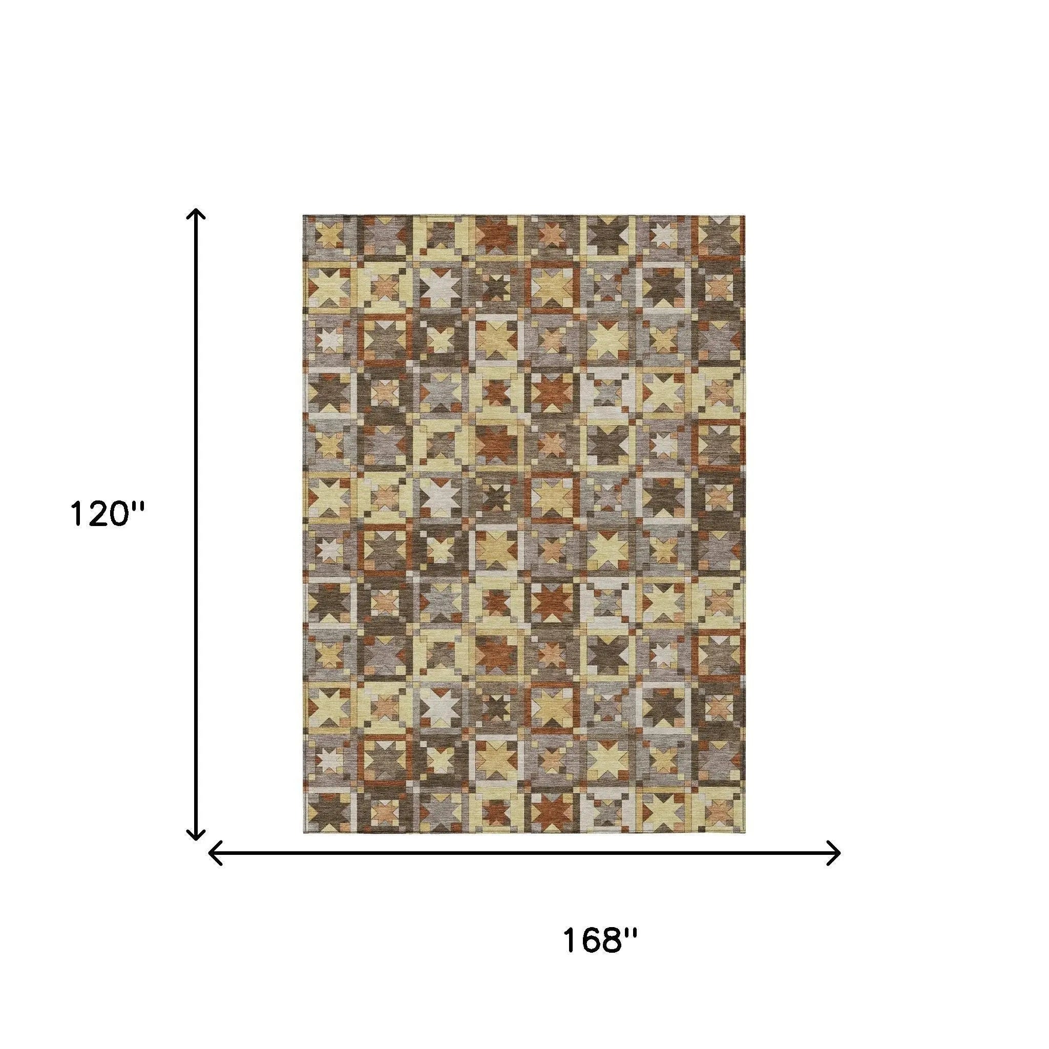 10' X 14' Brown And Wheat Patchwork Washable Indoor Outdoor Area Rug Homeroots Outdoor