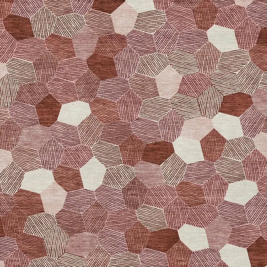10' X 14' Burgundy And Ivory Geometric Washable Indoor Outdoor Area Rug Homeroots Outdoor