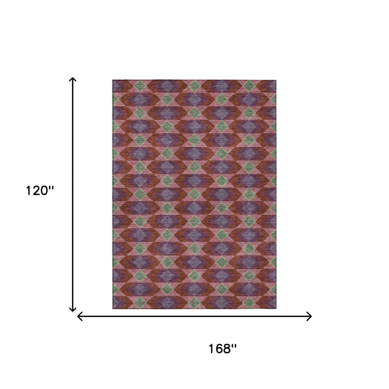 10' X 14' Burgundy And Pewter Geometric Washable Indoor Outdoor Area Rug Homeroots Outdoor