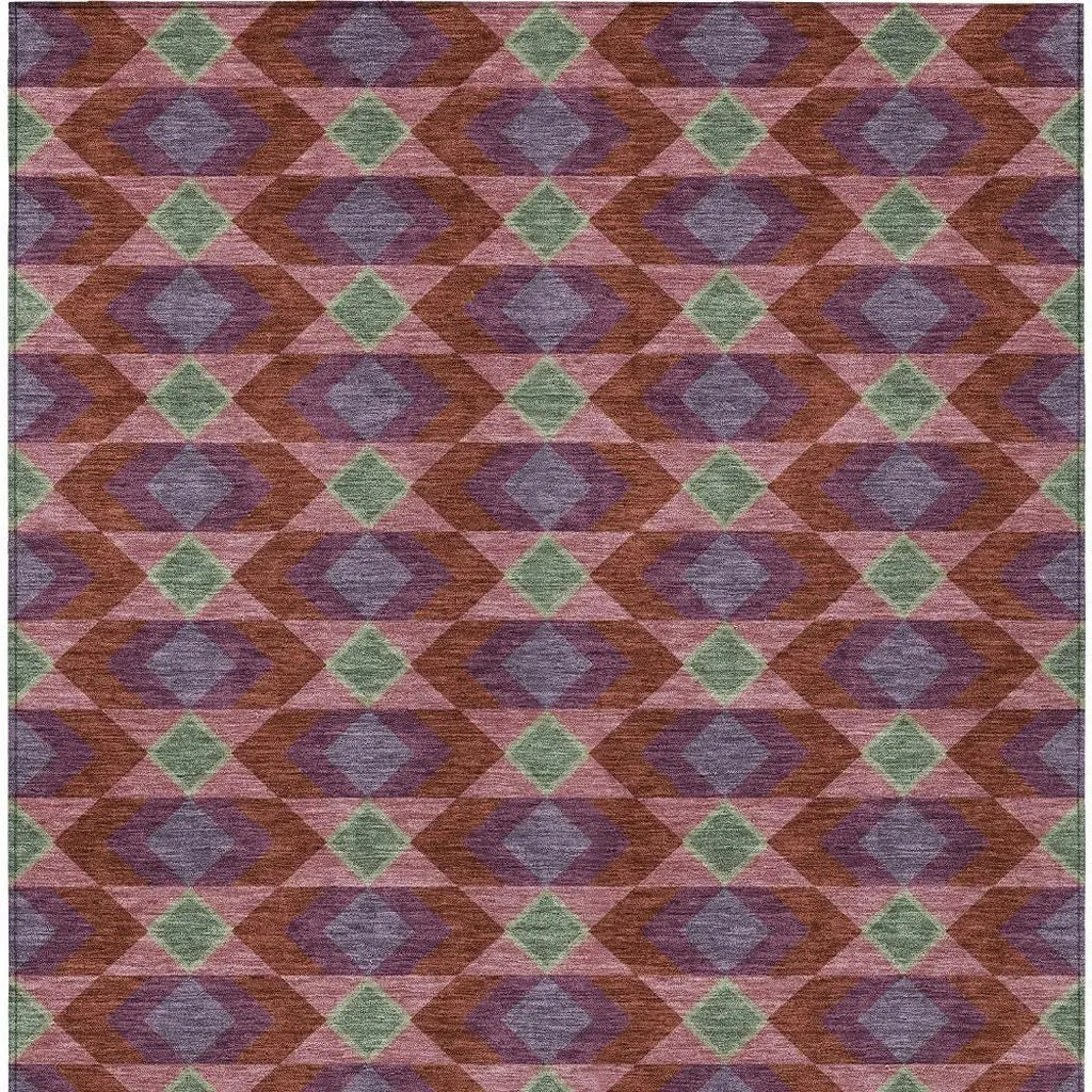 10' X 14' Burgundy And Pewter Geometric Washable Indoor Outdoor Area Rug Homeroots Outdoor