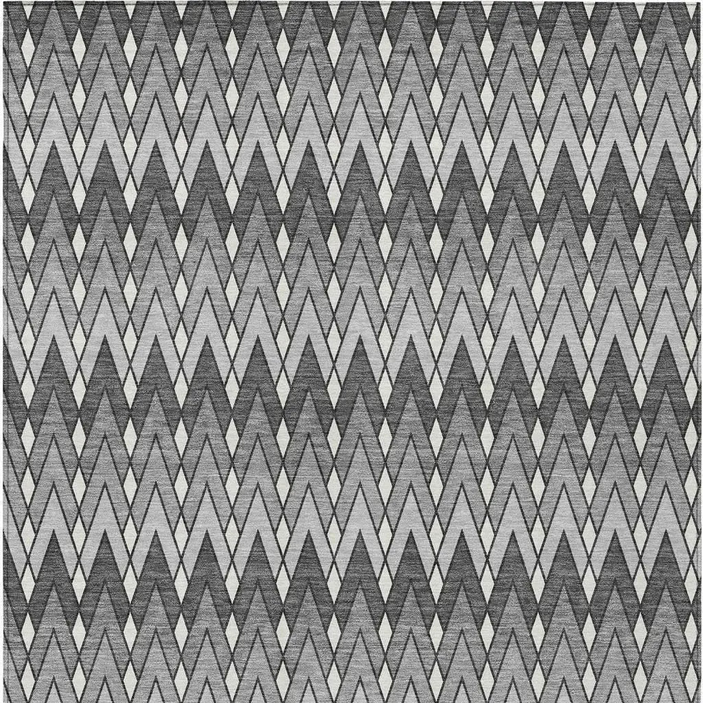 10' X 14' Charcoal And Black Geometric Washable Indoor Outdoor Area Rug Homeroots Outdoor