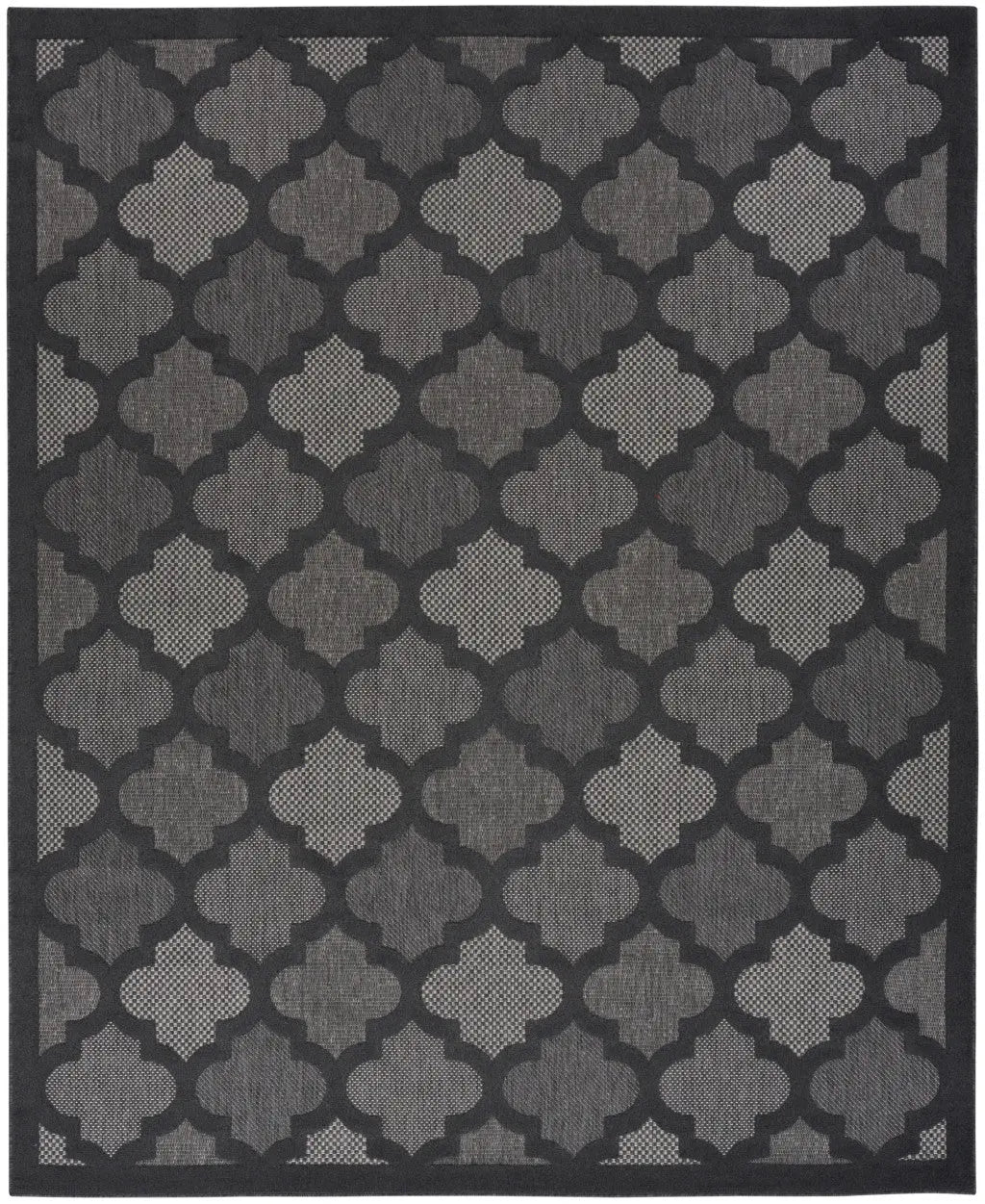 10' X 14' Charcoal And Black Trellis Indoor Outdoor Area Rug Homeroots Outdoor