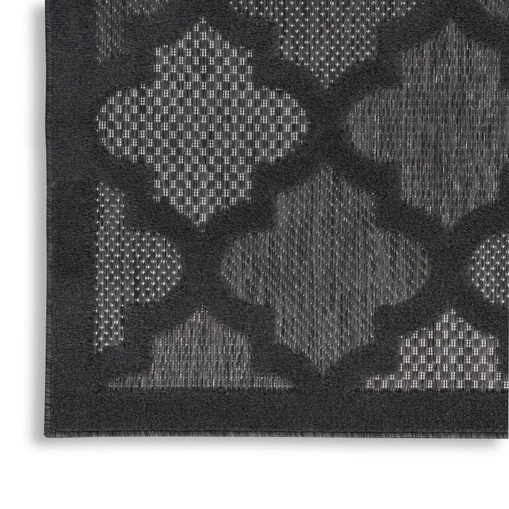 10' X 14' Charcoal And Black Trellis Indoor Outdoor Area Rug Homeroots Outdoor