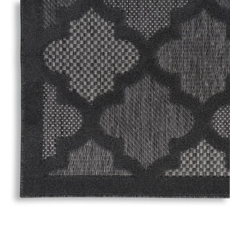 10' X 14' Charcoal And Black Trellis Indoor Outdoor Area Rug Homeroots Outdoor