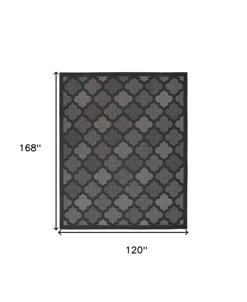 10' X 14' Charcoal And Black Trellis Indoor Outdoor Area Rug Homeroots Outdoor