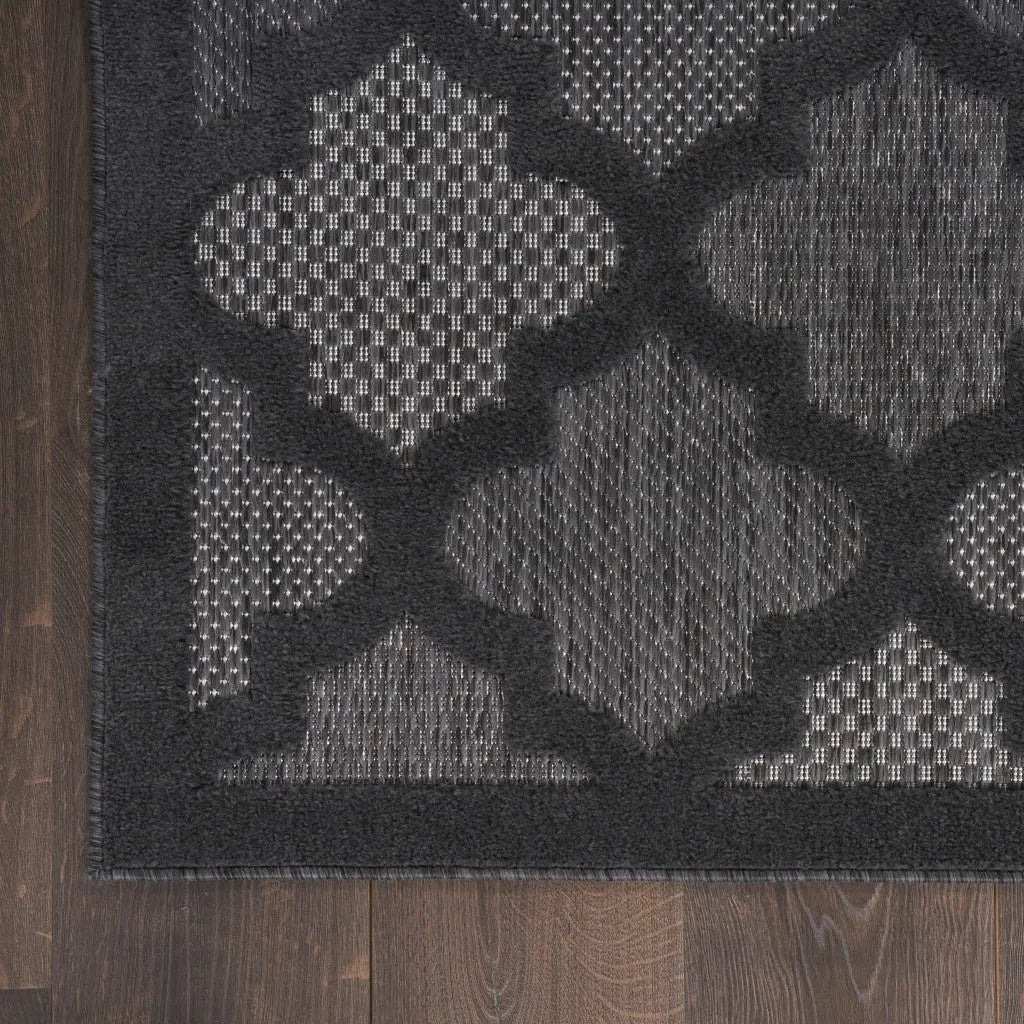 10' X 14' Charcoal And Black Trellis Indoor Outdoor Area Rug Homeroots Outdoor