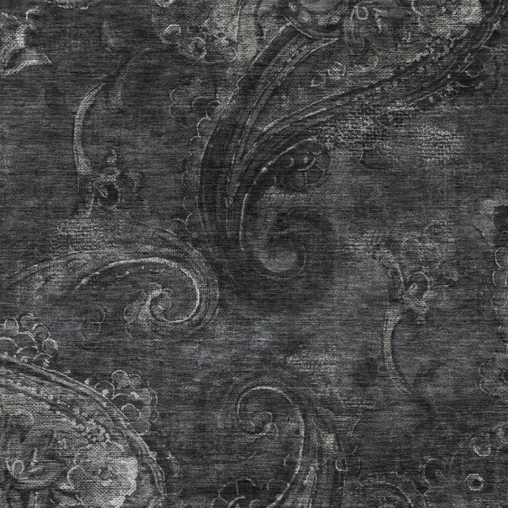 10' X 14' Charcoal And Gray Paisley Washable Indoor Outdoor Area Rug Homeroots Outdoor