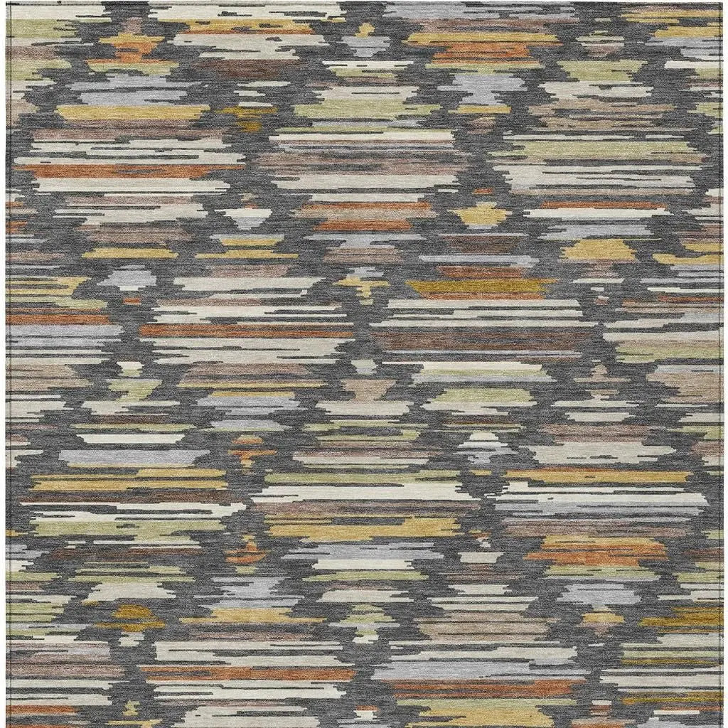 10' X 14' Charcoal And Gray Southwestern Washable Indoor Outdoor Area Rug Homeroots Outdoor