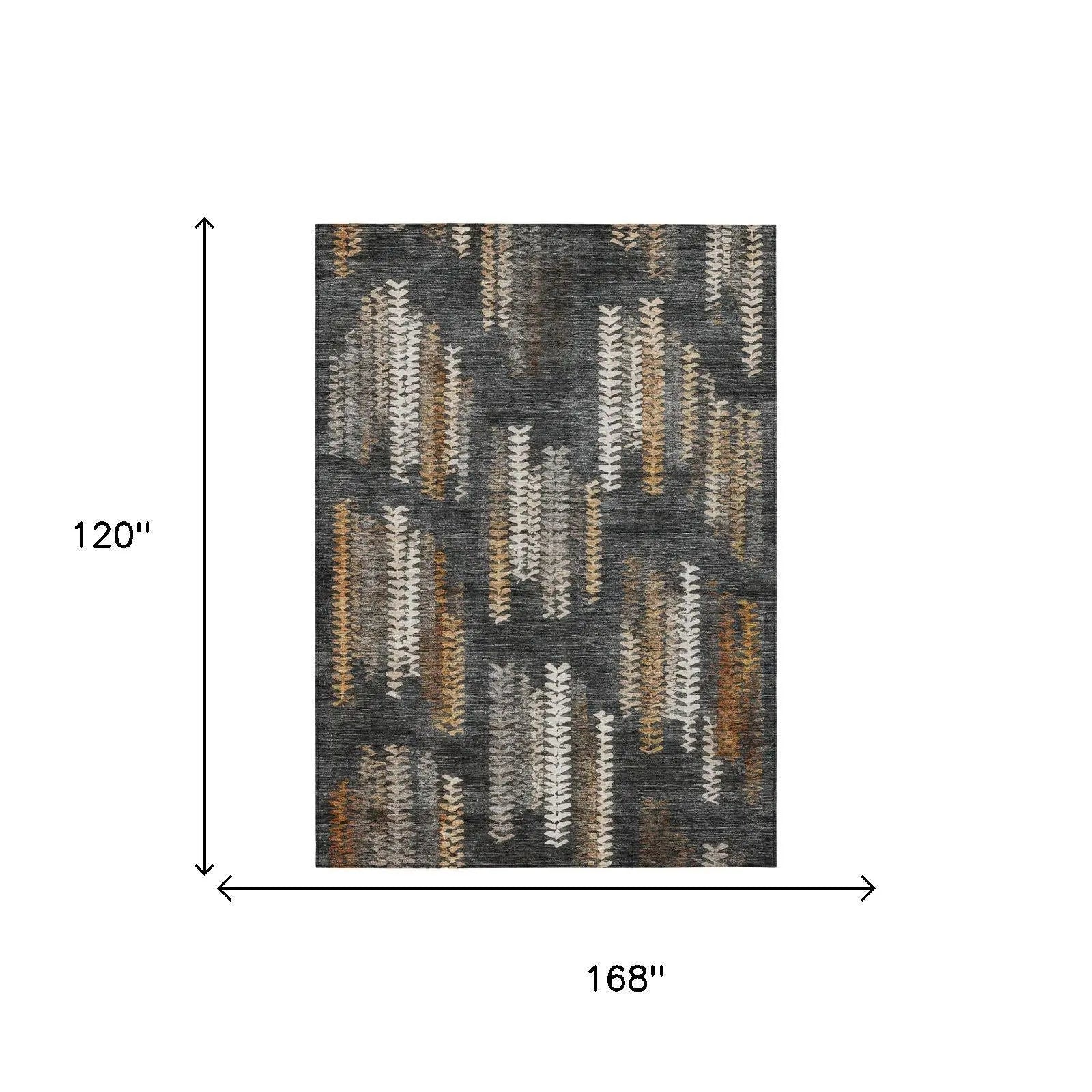 10' X 14' Charcoal And Gray Striped Washable Indoor Outdoor Area Rug Homeroots Outdoor