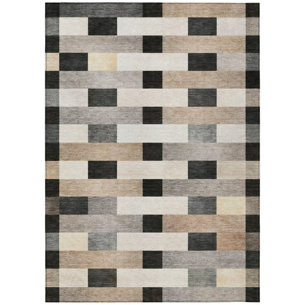 10' X 14' Charcoal And Gray Striped Washable Indoor Outdoor Area Rug Homeroots Outdoor