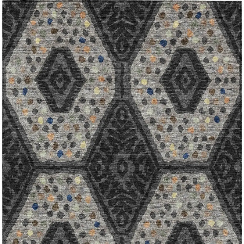 10' X 14' Charcoal And Gray Tribal Washable Indoor Outdoor Area Rug Homeroots Outdoor