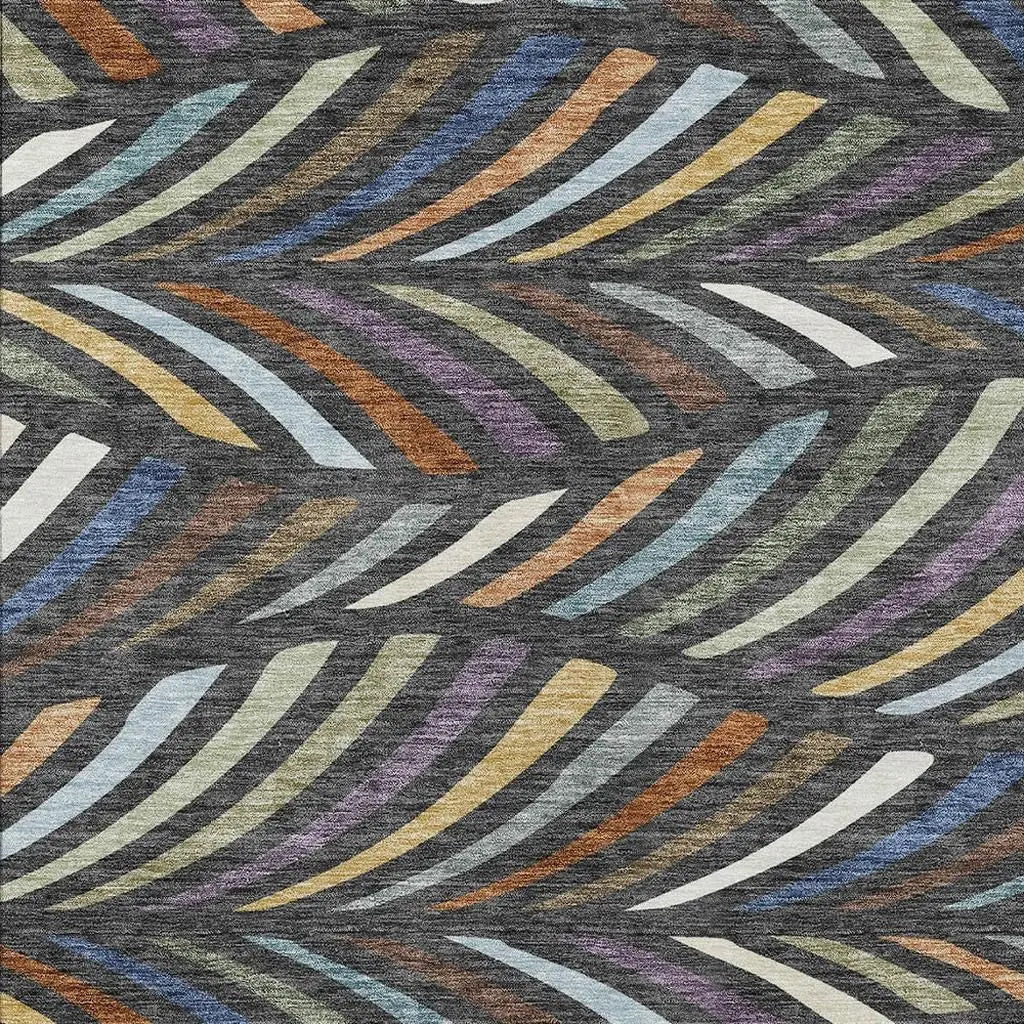 10' X 14' Charcoal And Green Abstract Washable Indoor Outdoor Area Rug Homeroots Outdoor