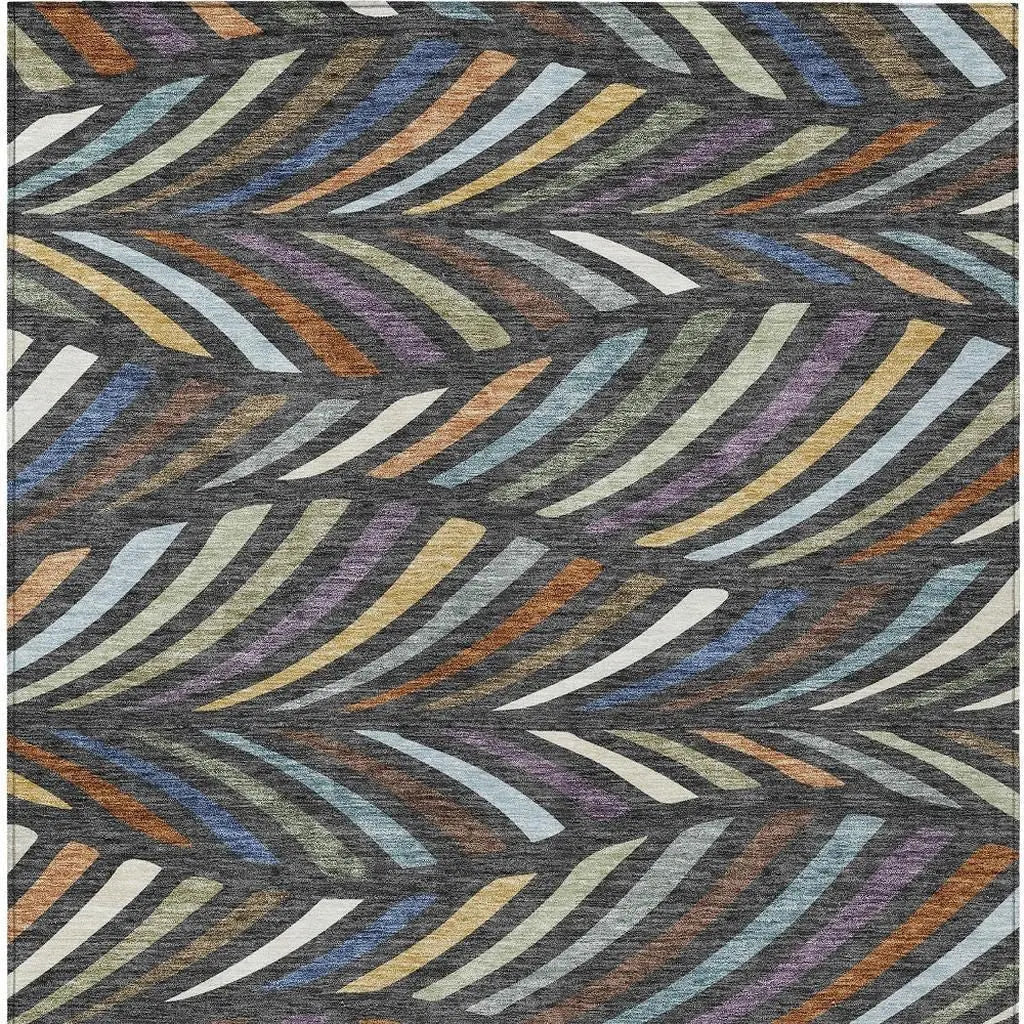 10' X 14' Charcoal And Green Abstract Washable Indoor Outdoor Area Rug Homeroots Outdoor