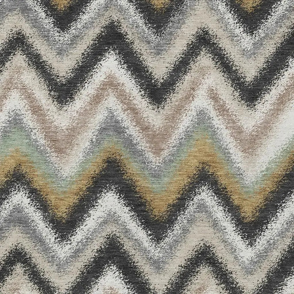 10' X 14' Charcoal And Ivory Geometric Washable Indoor Outdoor Area Rug Homeroots Outdoor