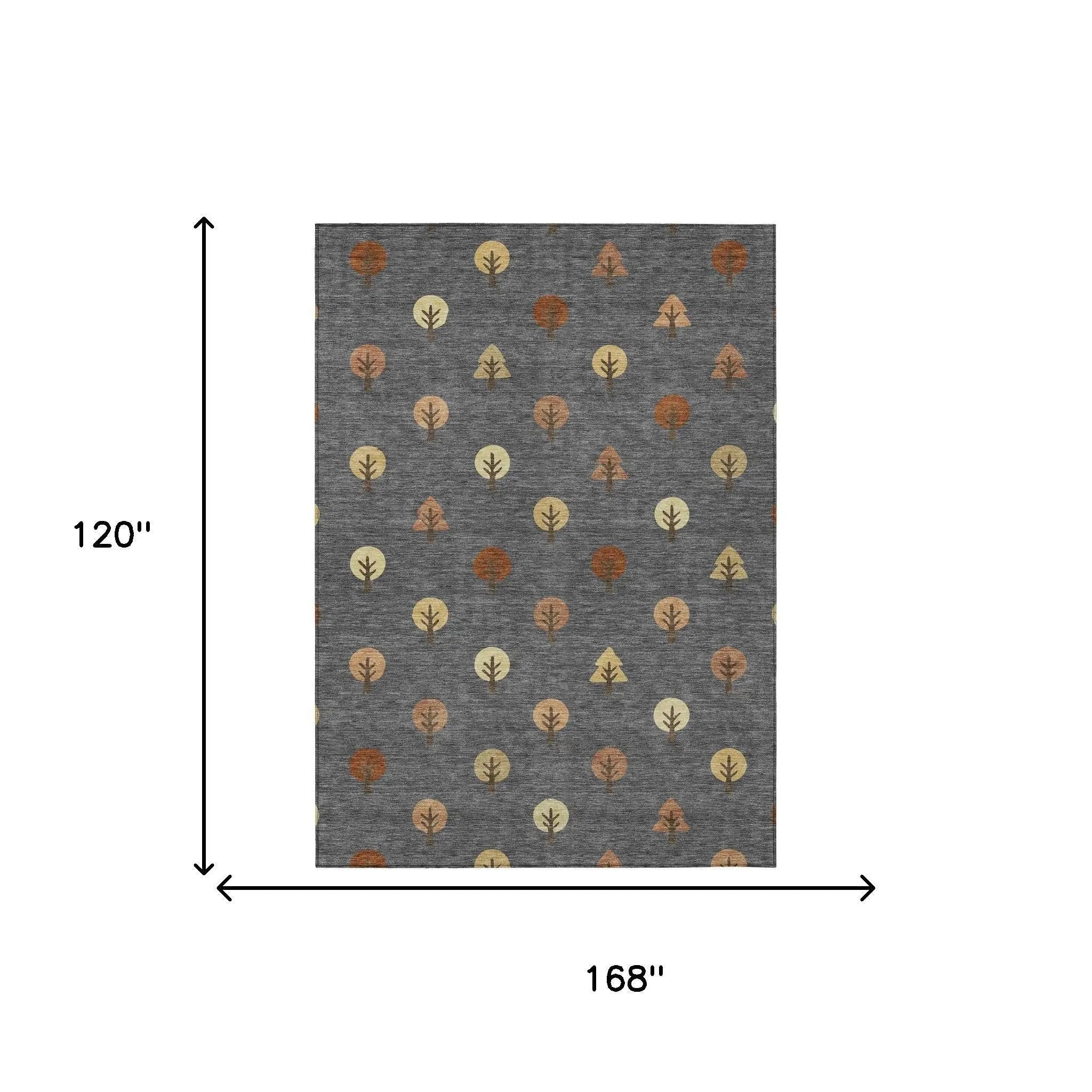 10' X 14' Charcoal And Orange Geometric Washable Indoor Outdoor Area Rug Homeroots Outdoor