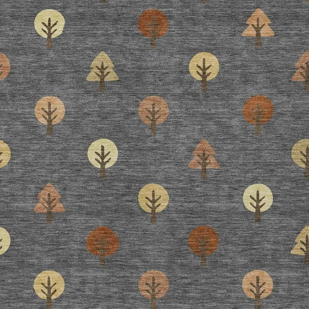 10' X 14' Charcoal And Orange Geometric Washable Indoor Outdoor Area Rug Homeroots Outdoor