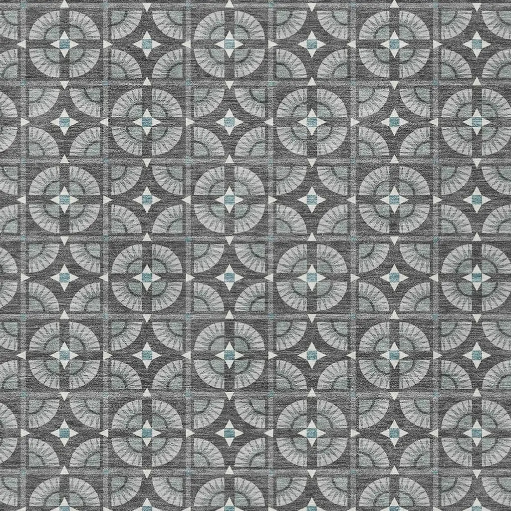 10' X 14' Charcoal And Silver Geometric Washable Indoor Outdoor Area Rug Homeroots Outdoor
