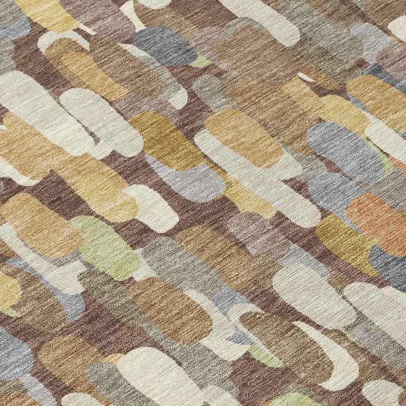 10' X 14' Chocolate And Beige Abstract Washable Indoor Outdoor Area Rug Homeroots Outdoor
