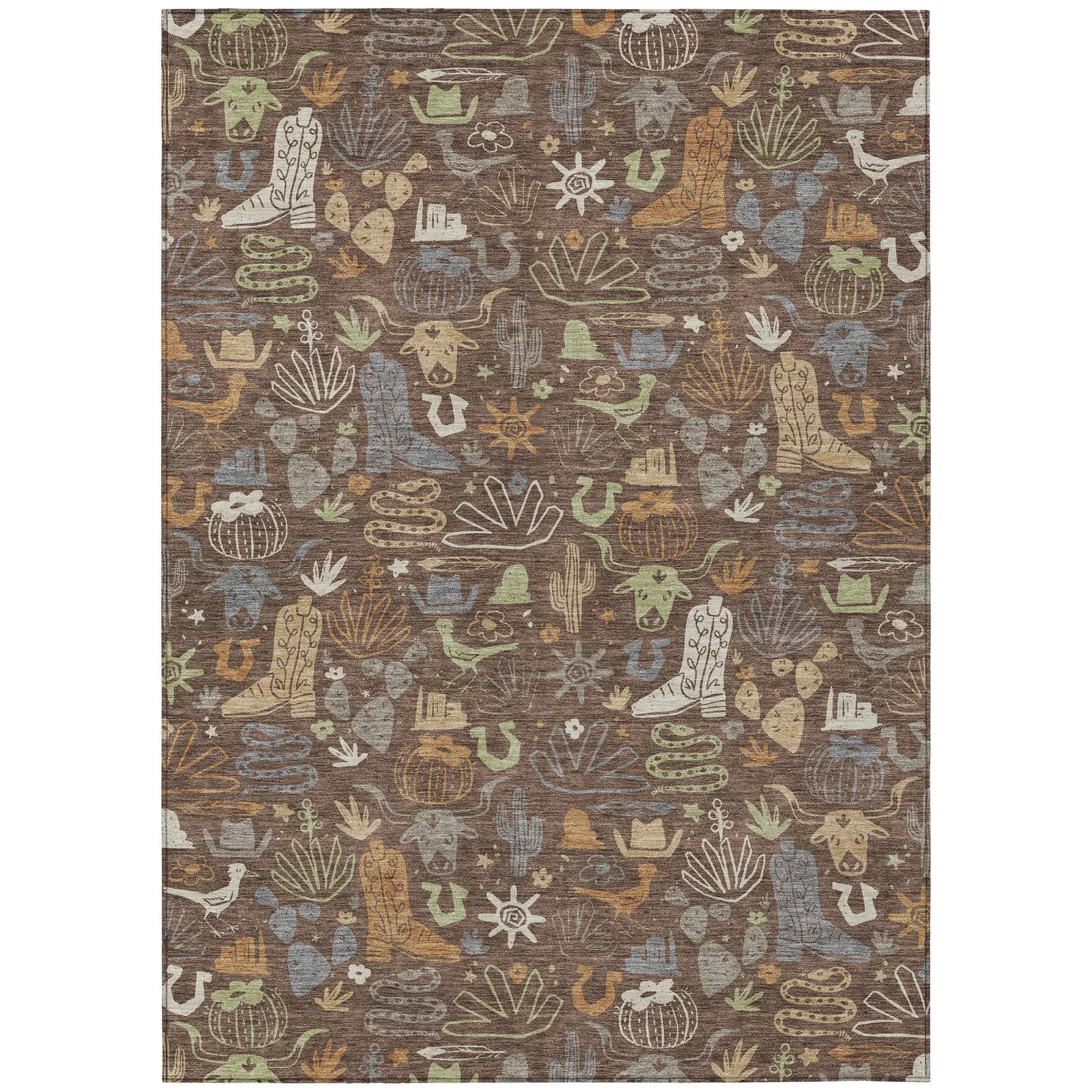10' X 14' Chocolate And Beige Cactus Washable Indoor Outdoor Area Rug Homeroots Outdoor