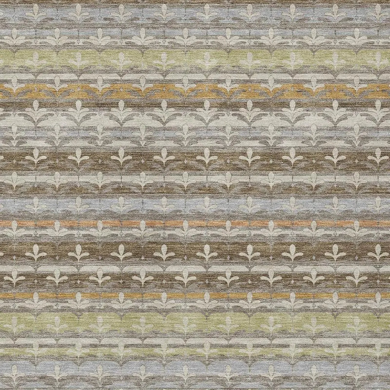 10' X 14' Chocolate And Beige Damask Washable Indoor Outdoor Area Rug Homeroots Outdoor
