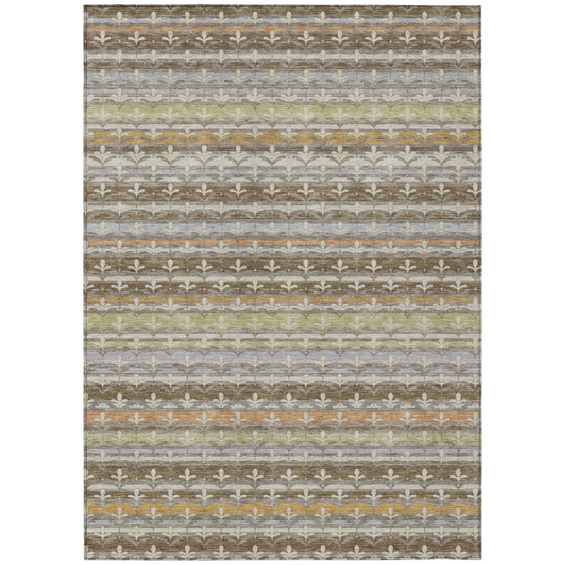 10' X 14' Chocolate And Beige Damask Washable Indoor Outdoor Area Rug Homeroots Outdoor