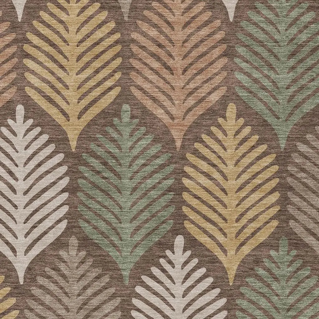 10' X 14' Chocolate And Beige Floral Washable Indoor Outdoor Area Rug Homeroots Outdoor