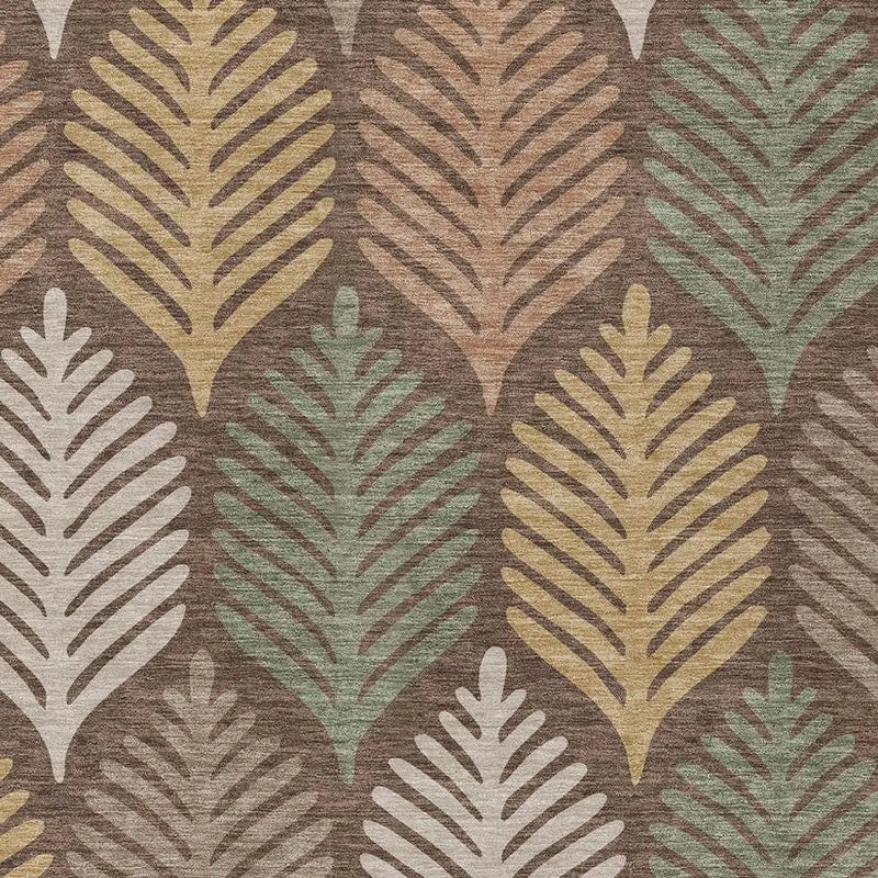 10' X 14' Chocolate And Beige Floral Washable Indoor Outdoor Area Rug Homeroots Outdoor