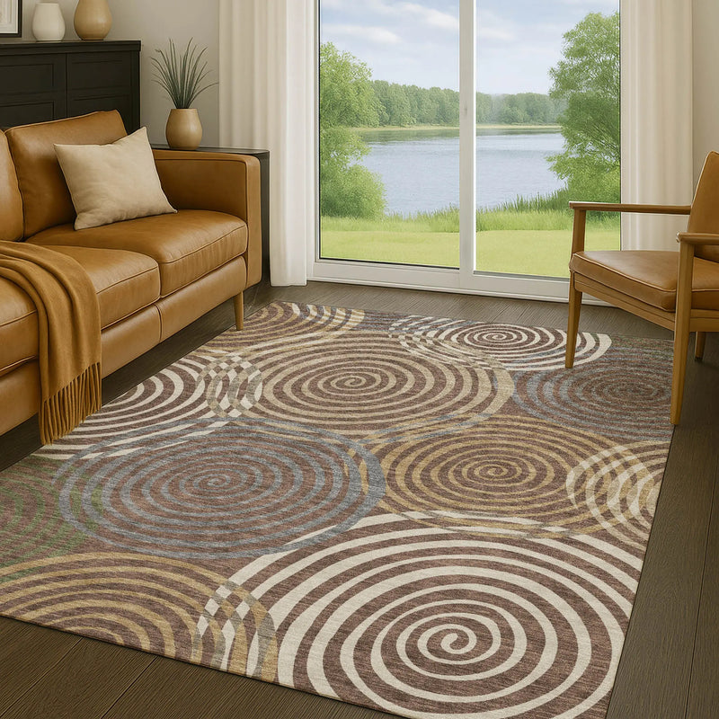 10' X 14' Chocolate And Beige Geometric Washable Indoor Outdoor Area Rug Homeroots Outdoor