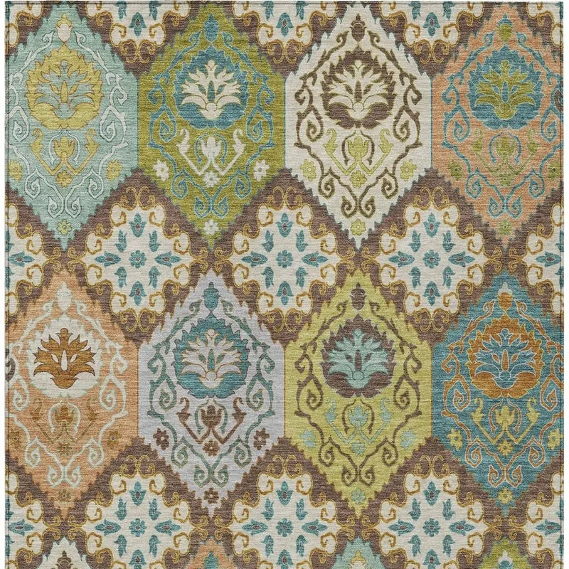 10' X 14' Chocolate And Beige Geometric Washable Indoor Outdoor Area Rug Homeroots Outdoor